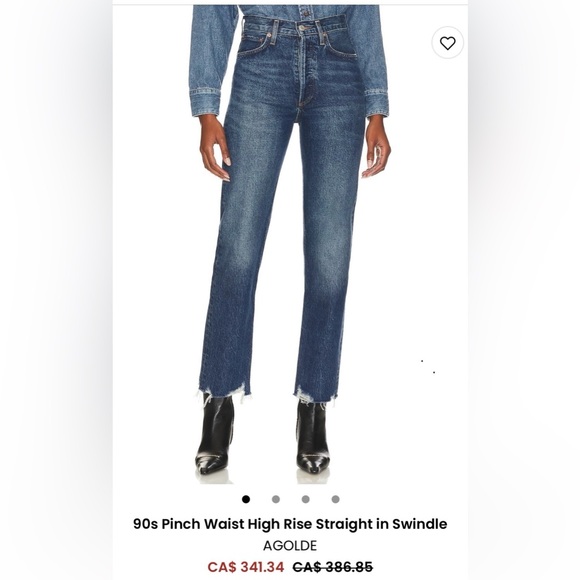 NWT AGOLDE The 90's Pinch Waist jeans in Swindle. Size 25 - Picture 1 of 8